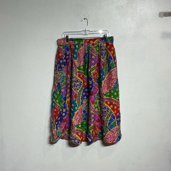 Anna and Frank Pink Silk Vintage Midi Skirt Sz XL - Picture 2 of 11